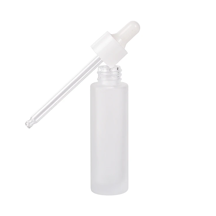 Natural 10ml 30ml 50ml frosted essential oil glass dropper bottle with rubber dropper cap