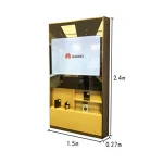 New design silver wall stainless steel TV display showcase for huawei store experience