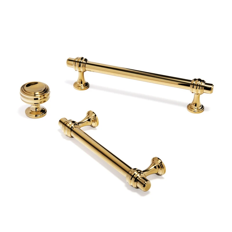 New luxury furniture hardware cabinet handle pull PVD gold drawer door round knobs furniture handle pulls