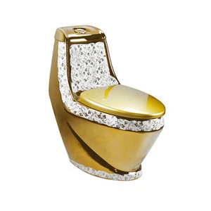 new model plated gold 250mm washdown toilet one piece