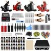 New Professional Complete Tattoo Kit for Beginner 4 Pro Machine Needles Power Supply Grip Carry Case