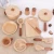 Import New style natural Beech wood cooking utensils toys Mini solid wood kitchenware toys Simulation toys wood kitchenware set from China