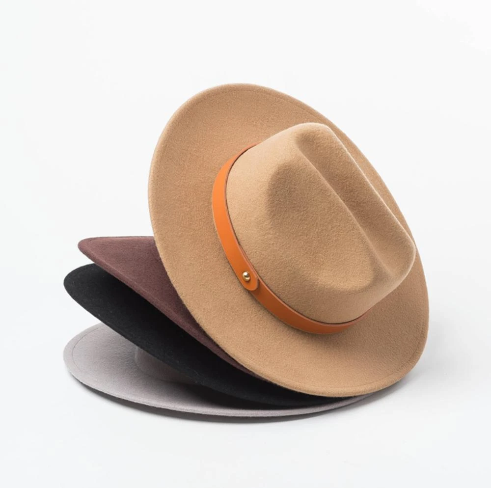 New Winter Leather Decoration Cowboy  Wool Felt  Hat for Kids Children