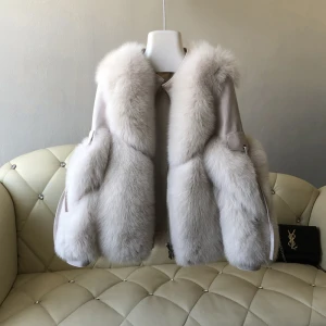 Newest crazy selling fox fur jackets women winter clothes women real fur winter overcoat real fox fur coats