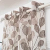 Nice Far Custom Polyester Brown Leaves Pattern Fancy Window Curtains For The Living Room Home