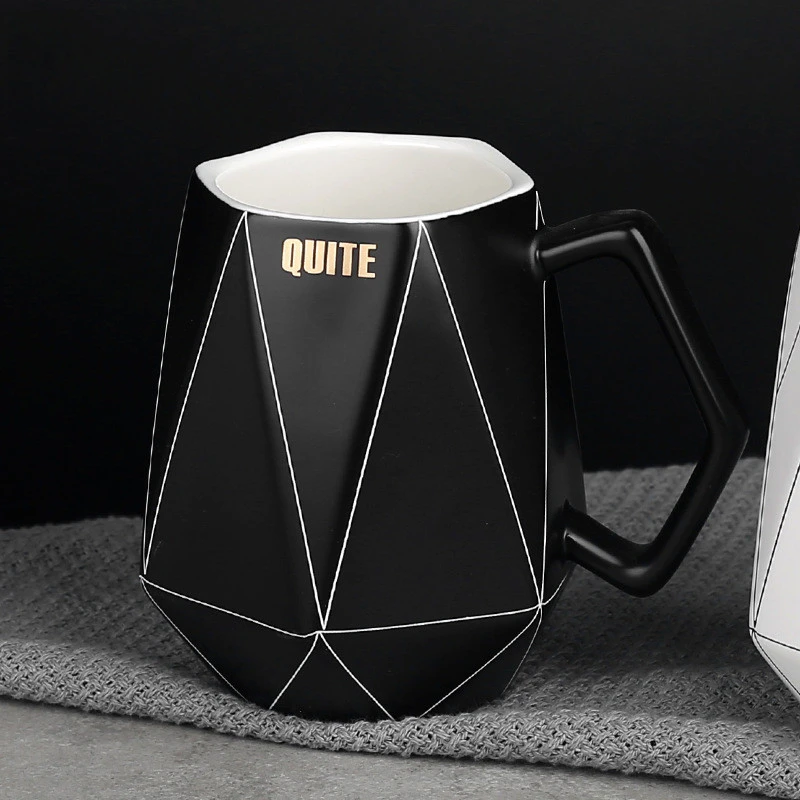 Nordic Style Light Luxury Mug, Stripe Ceramic Cups ,Porcelain Couple Coffee Mug