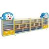Nursery School Furniture Melamine Particle Board Toy Storage Cabinets Cartoon Design