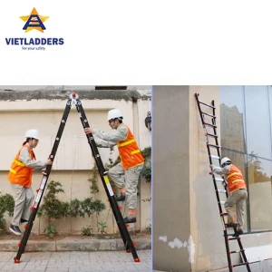 NVLB-44 Vietladders Extended aluminum ladder 4x4 aluminum step  feature folding ladder with wheels