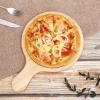 Oak Wood Round pizza plate with handle
