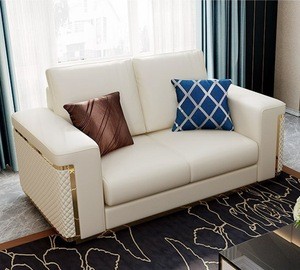 OE-FASHION Golden Metal Frame Office Sofa Set Designs Stainless Steel Sofa Set