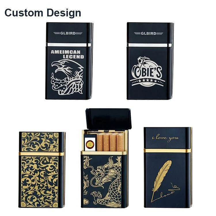 Oem Chinese Factory  Newest Custom Design Lighter Metal Cigarette Case With Built-in Lighter