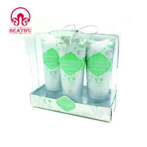 OEM flower fragrance pvc box packing skin care customized  moisturizer shower gel body&amp;hand lotion bath gift set