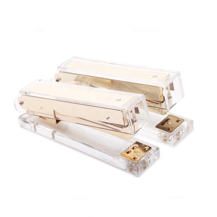 Office Accessories stationery small size transparent and gold color paper stapler