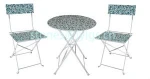 Outdoor Garden 3-Piece Metal Folding Bistro Set,Foldable Table and Chairs Set