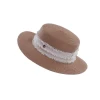 Paper Braid Homburg Plat Brim Business Bucket Hats Outdoor Fashion Straw Hats White Elegance All Eco-friendly Unisex Adults 56cm