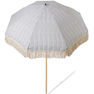 parasol pagoda hawaii striped tassel wooden luxury beach umbrella with tassels