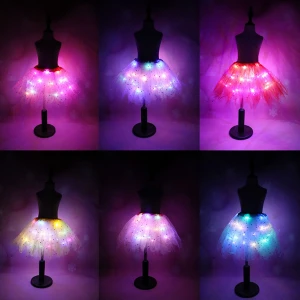Party women&#x27; skirts Ballet Fashion Magic Light skirt Stars Sequin wear Kid Clothes Fluffy Glitter Princess led lights tutu skirt