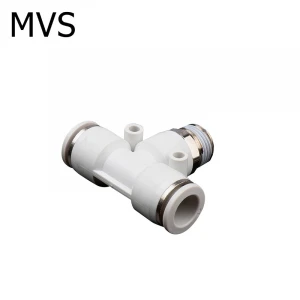 PB series white plastic connect hose fitting Pneumatic  One Touch in Air Fittings  T Way Pneumatic Fittings