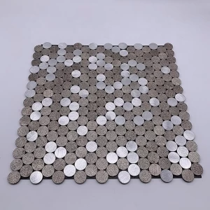 Peel and stick circle aluminum plastic mosaic sticker inkjet crazy selling kitchen backsplash tile self adhesive mosaic tile