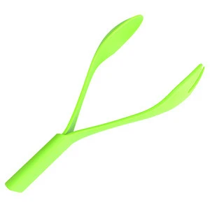 Plastic Spoon Fork and Knife Flatware , Customized Logo Salad Server Nesting Kitchen Tools Serving Utensils Salad Clamp