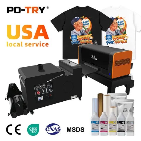 PO-TRY Dtf White Ink Printer Heat Transfer Pet Film T-Shirt Dtf Printer  Powder Shaking Machine