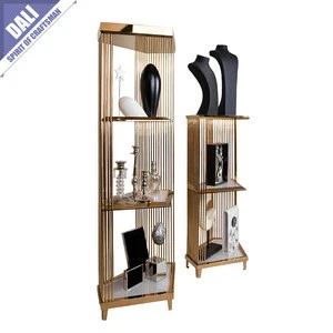 Polished Gold Metal shoe display stands, retail shoe store display racks, shoe stands display