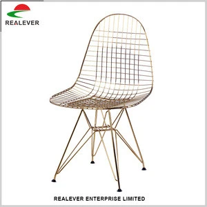 Popular Mesh Lounge Rose Gold Metal Wire Chair