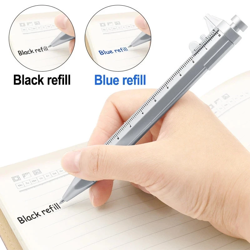 Portable 0-100mmVernier Caliper Roller plastic mini vernier caliper With 0.5mm Gel Ink Pen Model Slide Measuring Gauging Tools