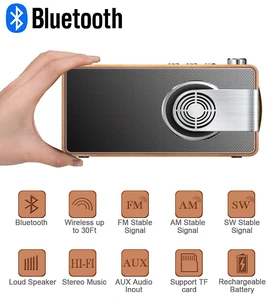 Portable Wireless Bluetooths Speaker Retro Radio Support TF Card/USB Playing Mp3