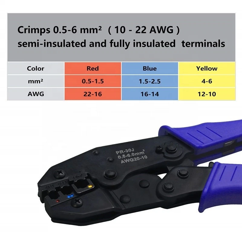 PR-30J 0.5-6mm2 Crimping Pliers Crimper Tools with 700PCS Insulated Wiring Terminal Set