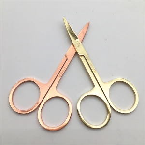 Premium Gold and Rose Gold Stainless Steel Scissor Hair Eyelash Remover Trimmer Makeup Eyebrow Scissors