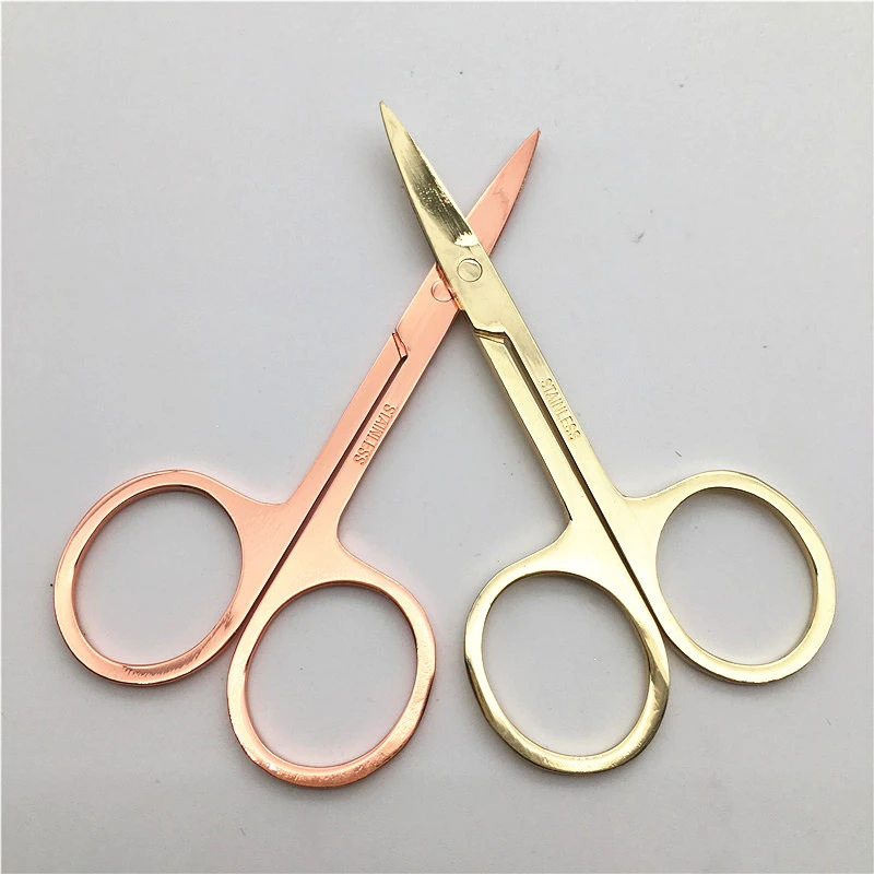 Premium Gold and Rose Gold Stainless Steel Scissor Hair Eyelash Remover Trimmer Makeup Eyebrow Scissors
