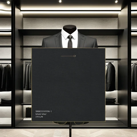 Premium Quality 50%W 50%P Worsted Merino Wool Italian Suiting Fabric Wool/Polyester Fabric Twill for Men Suits