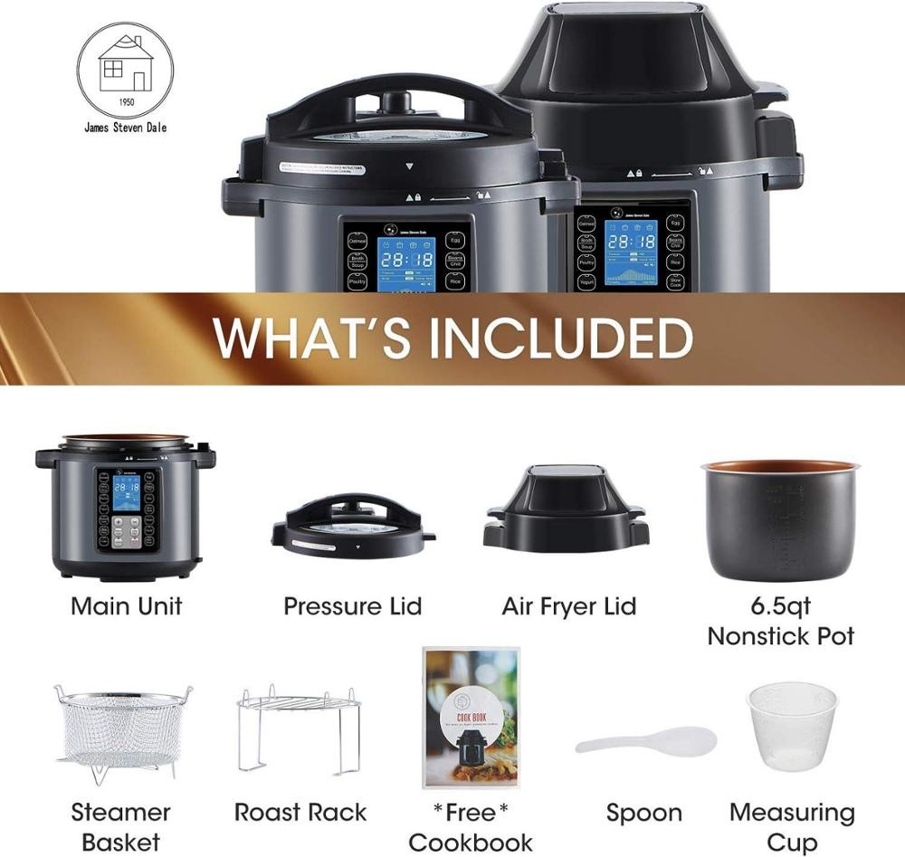 Pressure GTAP06A1 quickly Intelligent LCD Instant Pot Home Electric Double Air Fryer & Pressure Cooker all in one
