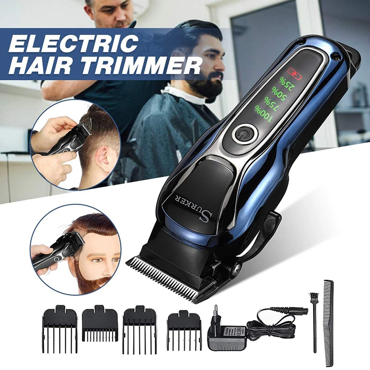 Professional mens hair clippers electric clippers liquid crystal electric clippers titanium blade hair salon tool hair cordless