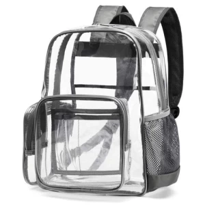 PVC Clear Backpack, Heavy Duty Transparent Large Bookbag Even with Reinforced Straps for College Work Security