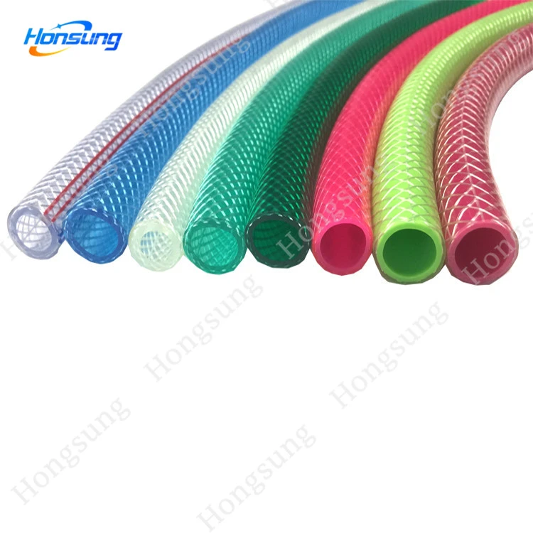 PVC flexible 1 inch clear fiber braided vinyl tubing water reinforced hose pipe