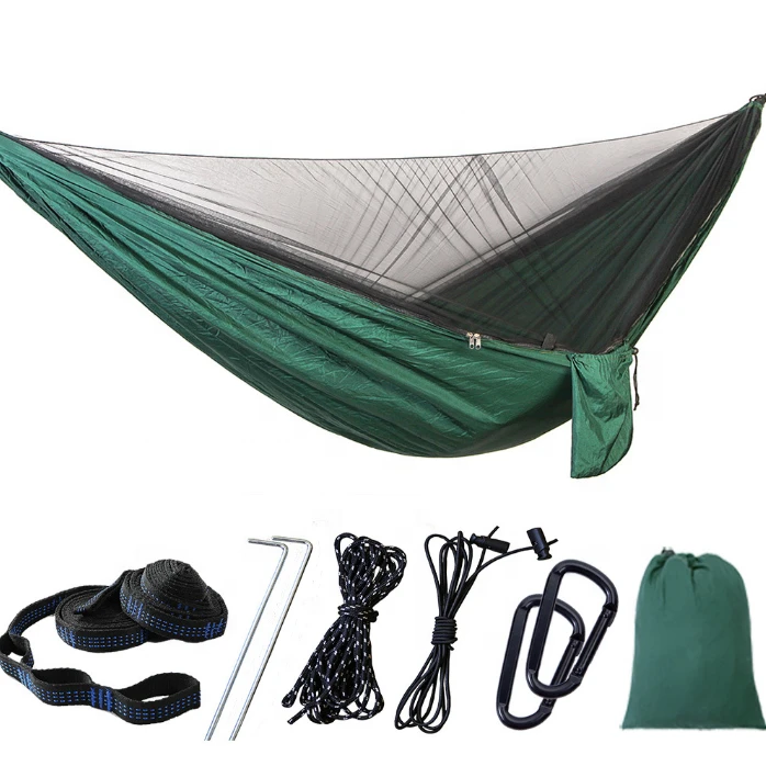 Quick-opening Lightweight Portable nylon Outdoor Travel Camping Hammock with Mosquito Net