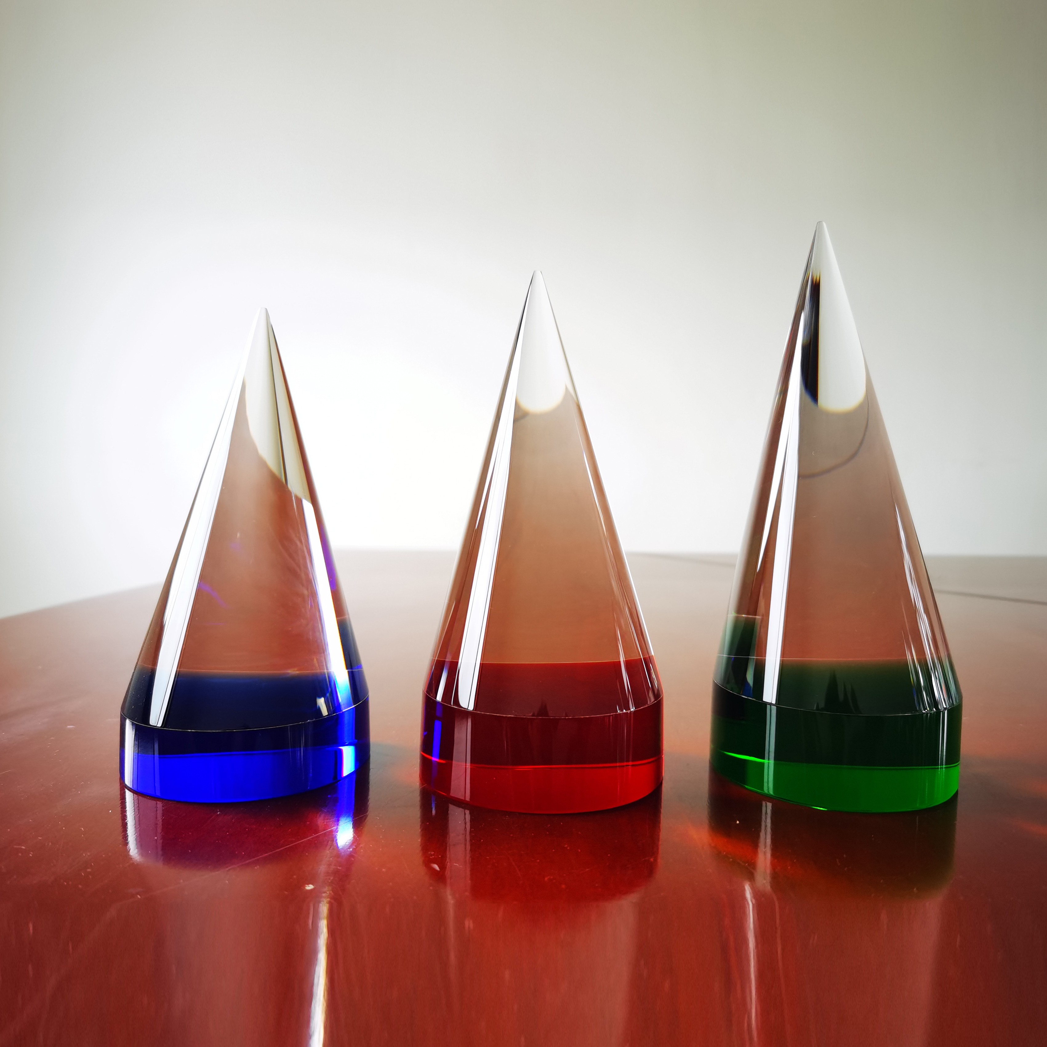 Red Crystal Cone Trophy Awards Crystal Plaque