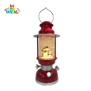 red plastic lighted Kerosene Lamp style lantern  Christmas lantern lighted water globe plastic lighted spinning water globe