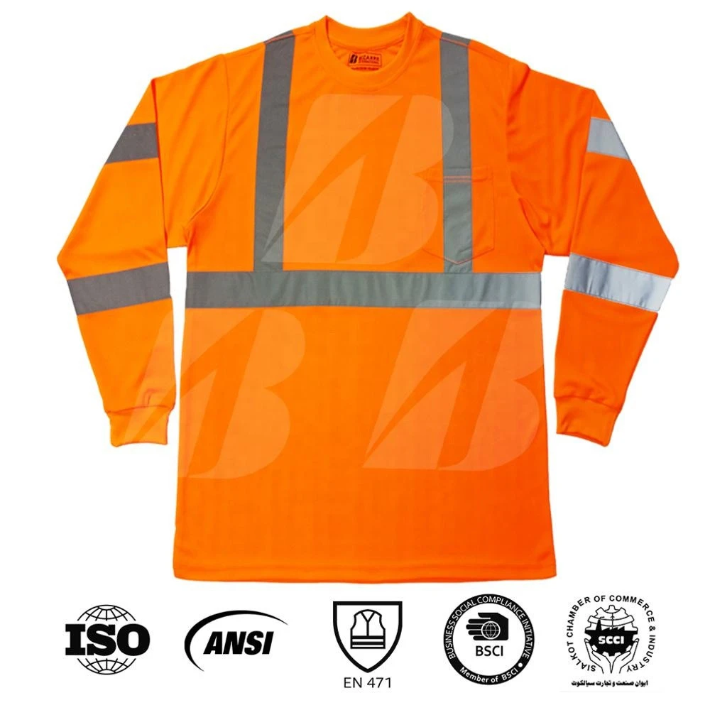 Reflective Safety hi vis High Visibility Workwear Construction ANSI class top quality 100% Polyester t shirt 33