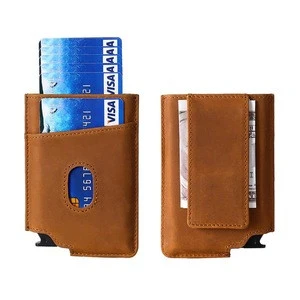 RFID Credit Card Holder Pop Up Wallet with Magnetic Money Clip &amp; RFID Blocking Card Case Slim Minimalist Smart Wallet for Men