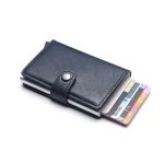 RFID Credit Card Holder Pu Leather Wallet Aluminum Airtag Wallet Pop Up RFID Credit Card Holder Wallet for Men Women