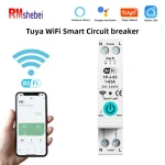 RMshebei Tuya Smart 1P 63A 110V/220V Wifi MCB Circuit Breaker Remote Control Timer 6ka Over-Under Voltage Over-Current