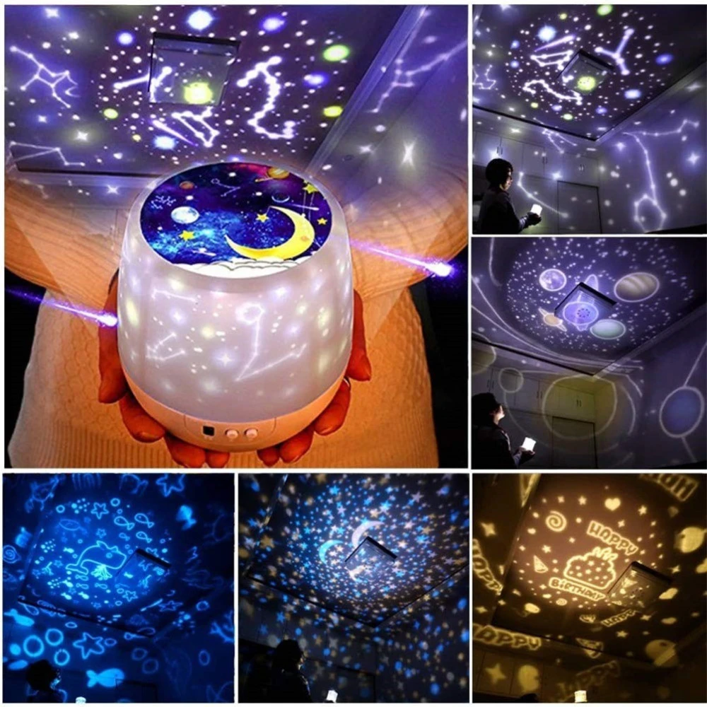 Romantic Colorful Rotation USB kids led night light laser starry Nebula Moon Star Projector
