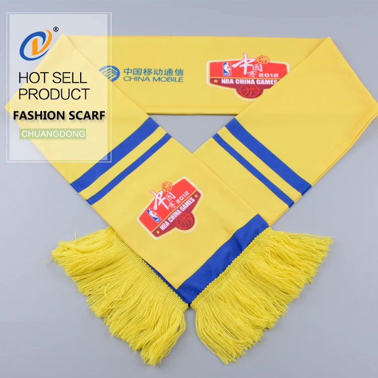 Sample free hot sale custom printed fans football knitted scarf