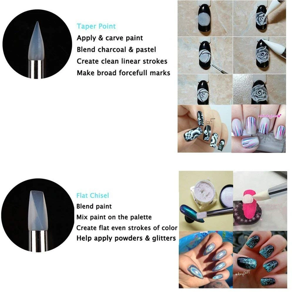 Sculpting Polymer Clay Tools Dotting Tool Rubber Brushes Wipe Out Tools for DIY Nail Art and Art Craft