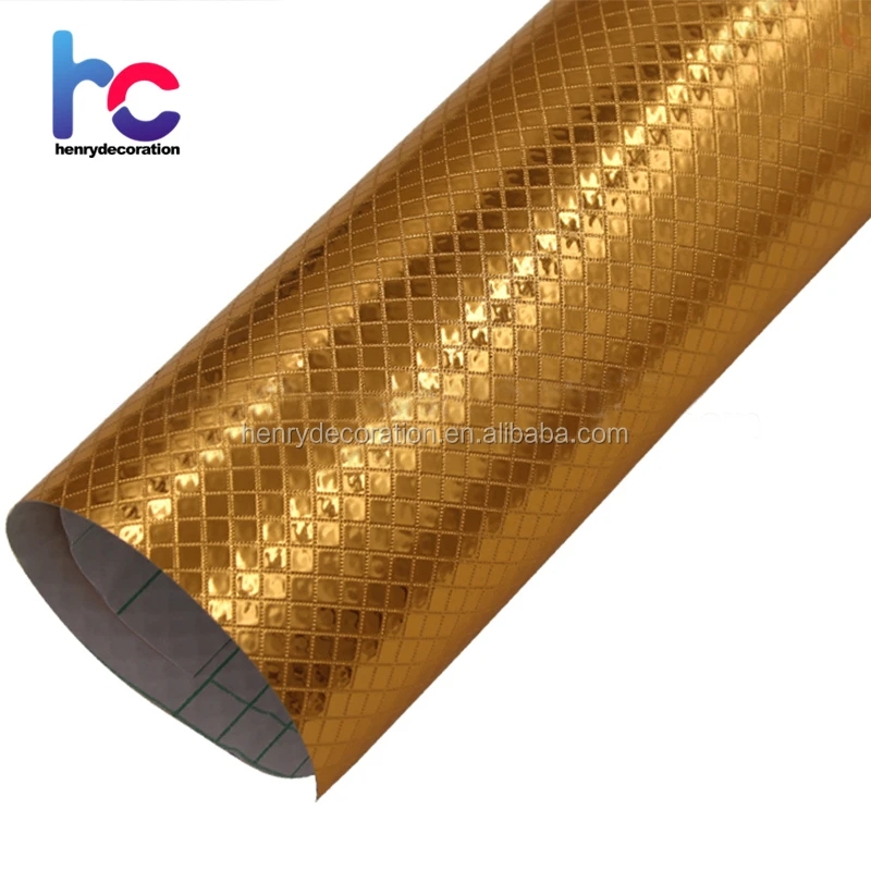 Self adhesive holographic vinyl film waterproof contact paper gold pvc membrane foil for mdf