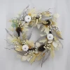 Senmasine 24 inch autumn decorations wreath with pinecone white berries branch pumpkin artificial maple leaves