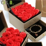 Shero Luxury Rose Boxes Flower Packaging Portable Cosmetic Case Jewelry Box Jewelry Travel Case Logo
